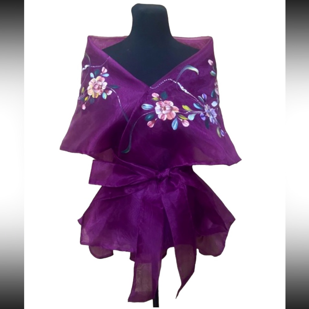 Filipiniana Wrap around, hand painted design. Color Purple…(Free Size)